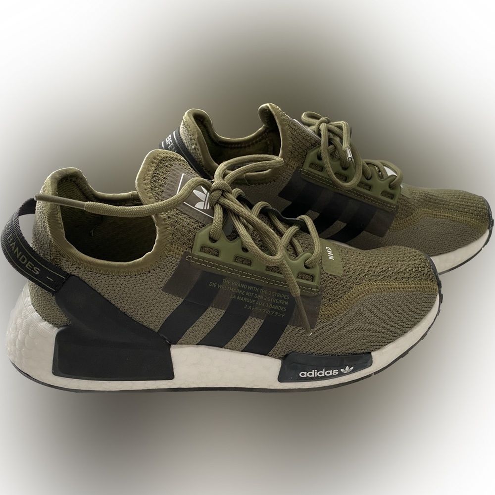 Adidas NMD_R1.V2 J olive green NEW never worn. Kids 5 / women’s 6